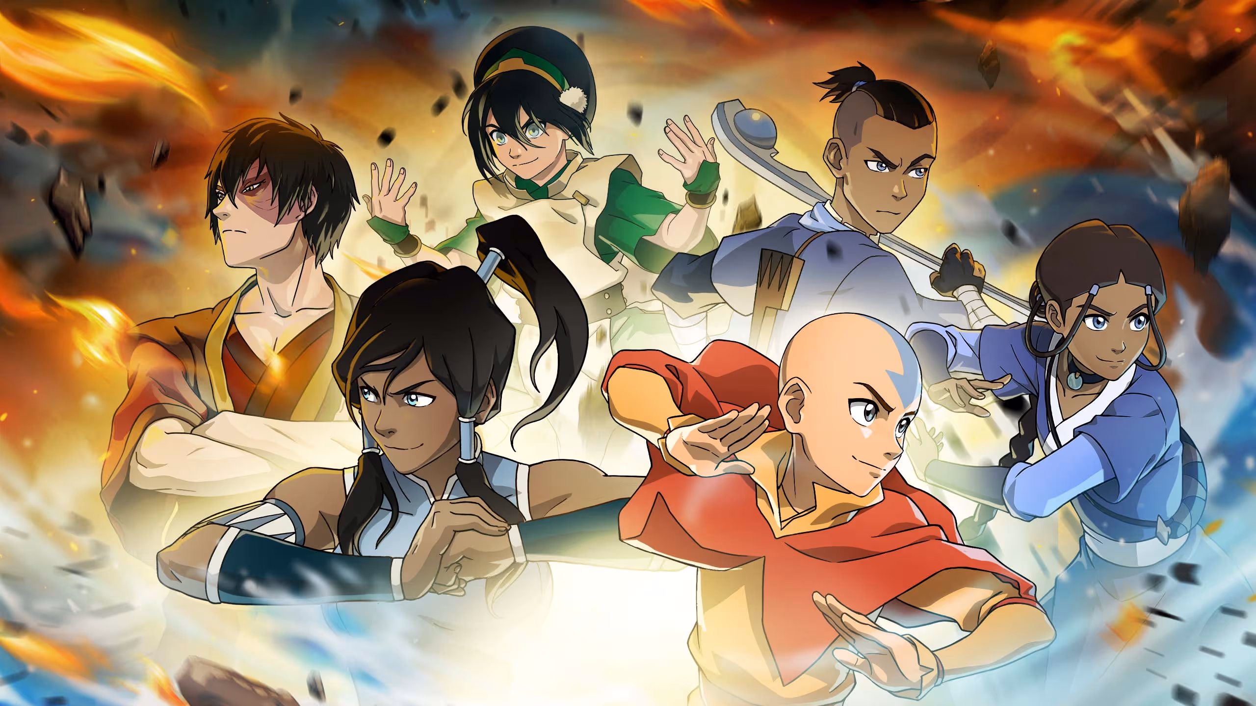 Avatar Legends: The Fighting Game hero art — a 2D action fighting game published by PM Studios. Coming soon to Nintendo Switch, Nintendo Switch 2, PlayStation 5, Xbox Series X|S, and Steam.