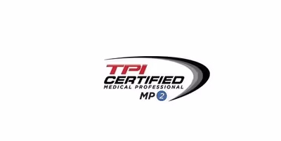 TPI Certified Medical Professional MP2 logo with a black and grey swoosh design.