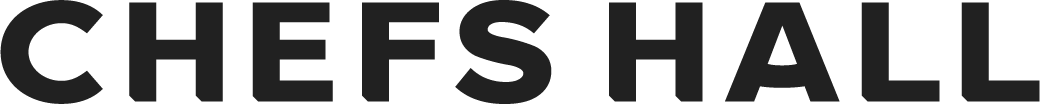 Chefs Hall wordmark logo in black uppercase bold font.