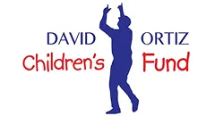 Logo of David Ortiz Children's Fund featuring a blue silhouette of a man pointing upwards.