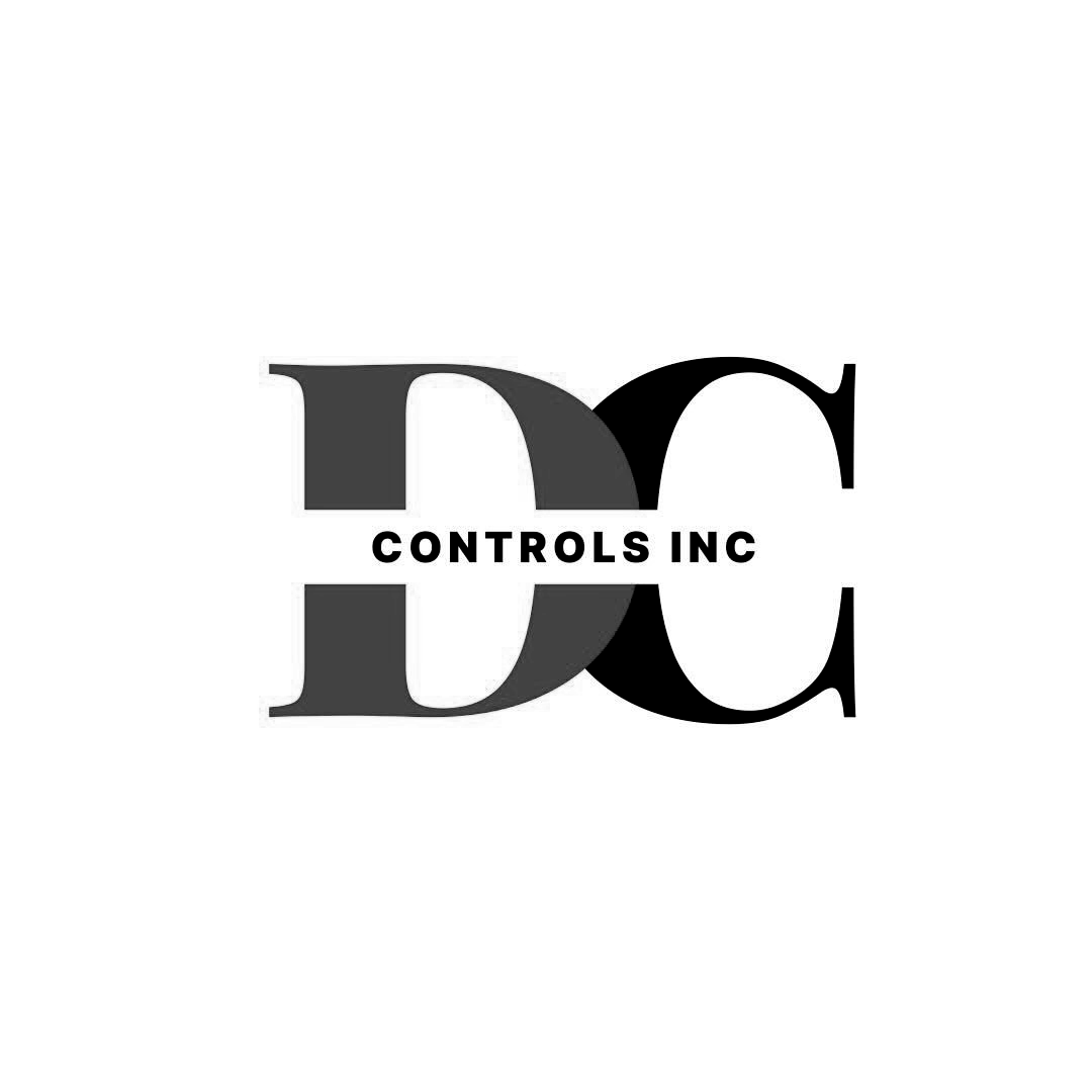 Logo with large letters DC in black and dark gray and the text Controls Inc in bold uppercase across the middle.