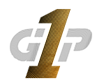 Golden metallic stylized number one with vertical lines and shadows.
