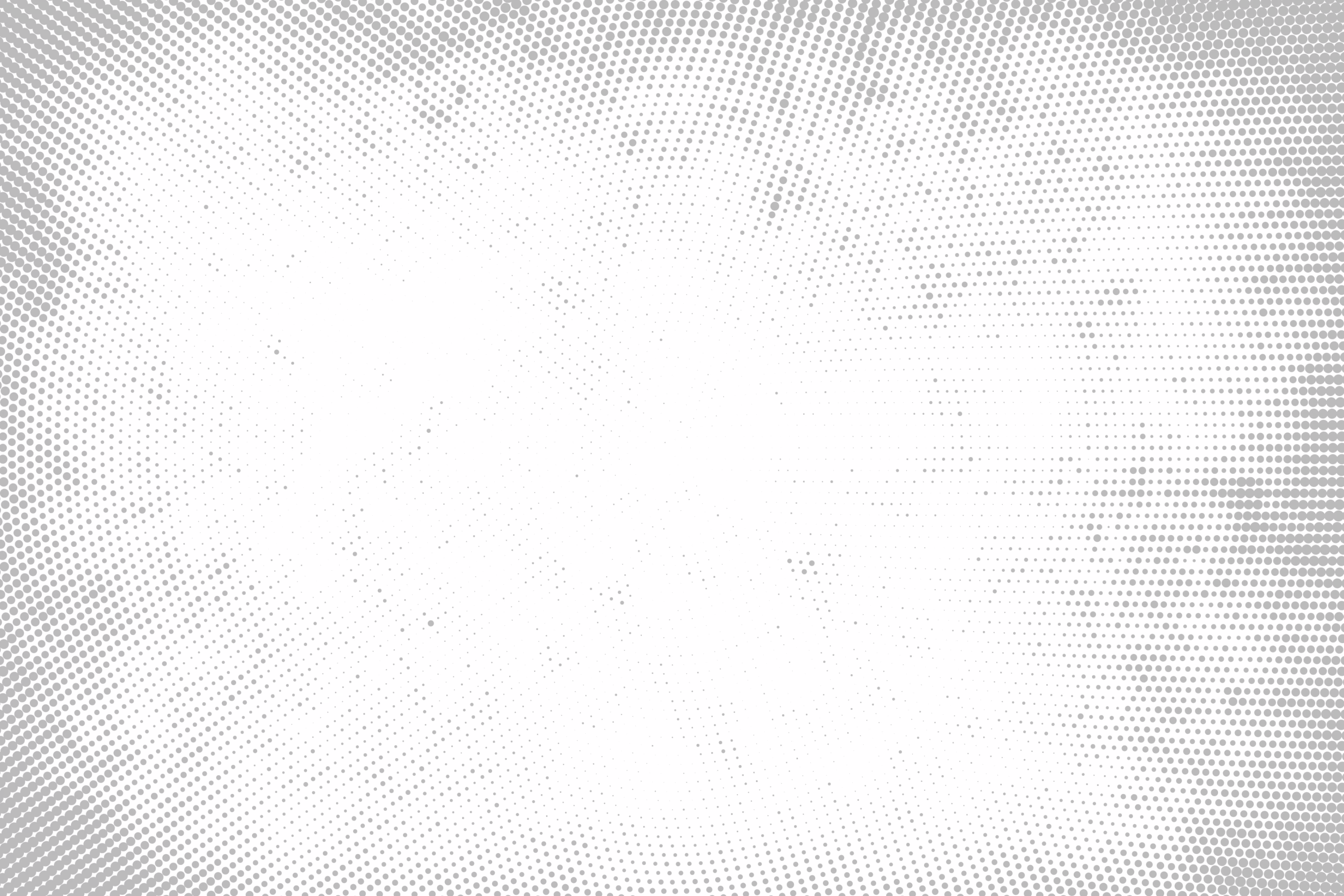 Black and white halftone pattern with dots radiating outward from the center in a burst effect.