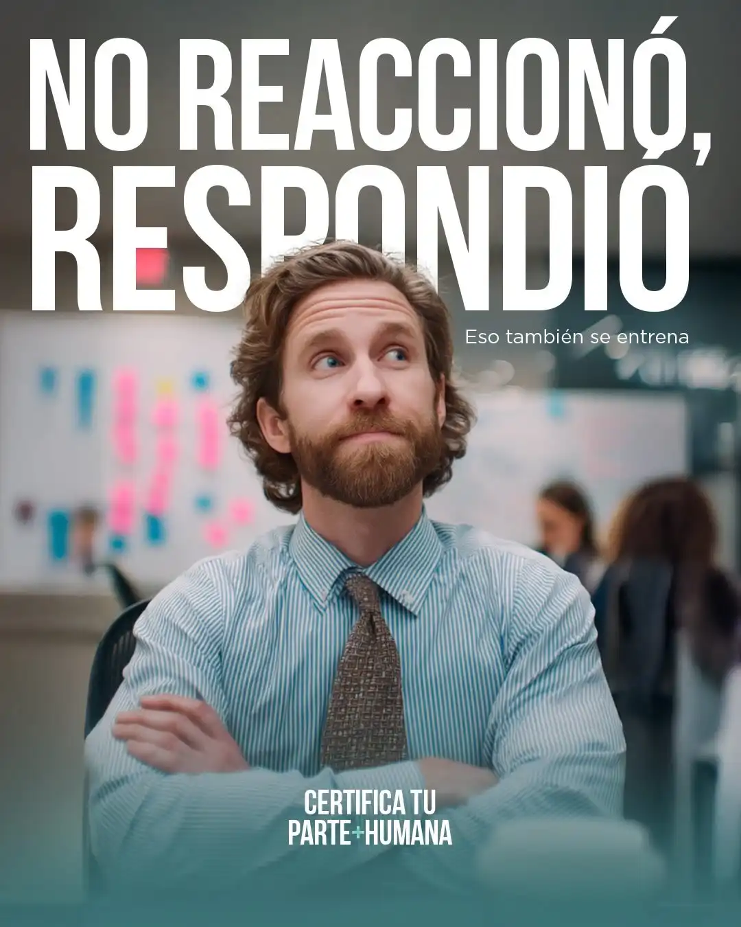 Afiche promocional de la certificación HEA con mensaje sobre respuesta emocional consciente.