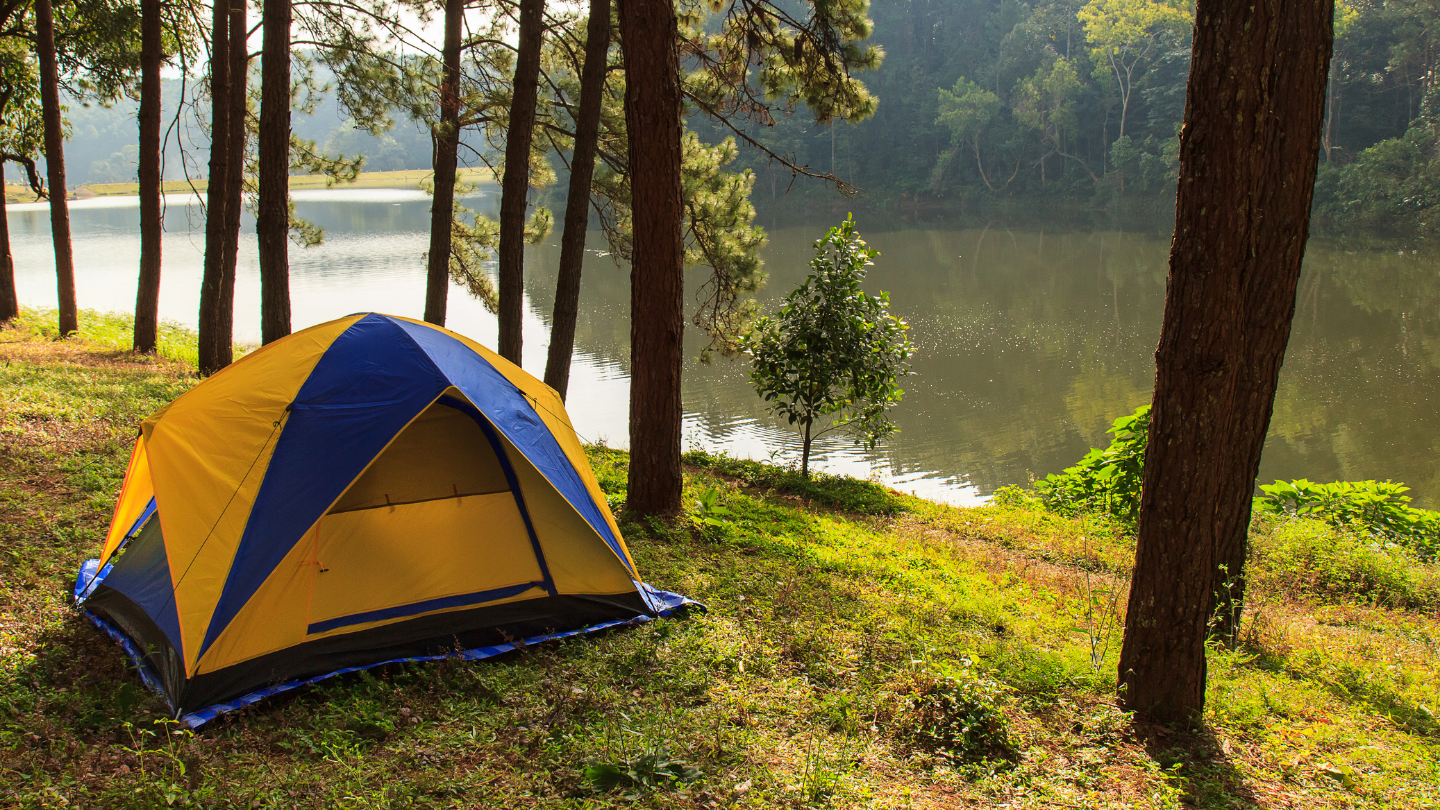 outdoor yoga by a tranquil lake