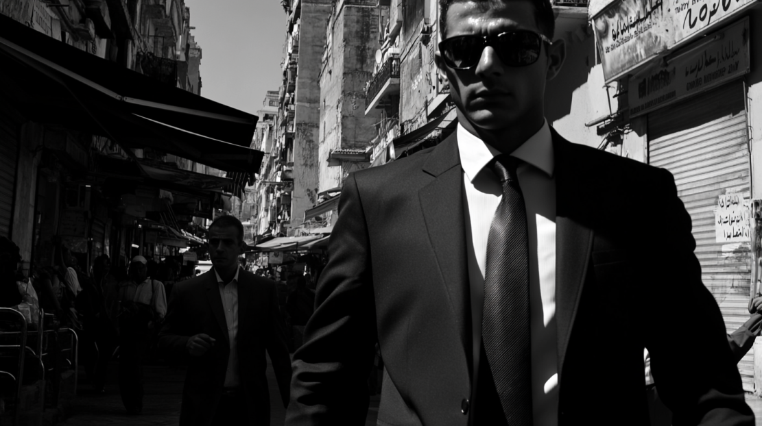 Agents de sécurité patrouillant activement dans un quartier animé