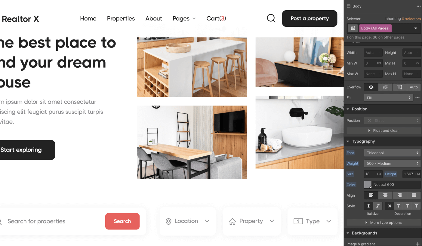 Typography - Realtor X Webflow Template