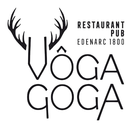 Logo featuring stylized deer head with antlers and text 'Restaurant Pub Eden Roc 1800 Vôga Gôga'.
