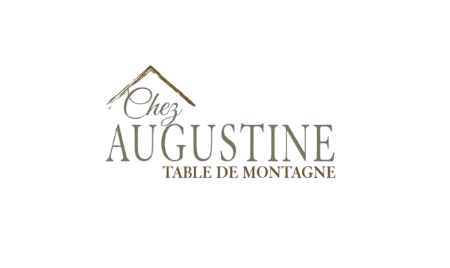 Chez Augustine logo with stylized house roof above the text and tagline 'Table de Montagne'.