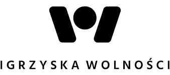 Logo Igrzysk Wolności z czarnym symbolem stylizowanej postaci nad napisem.