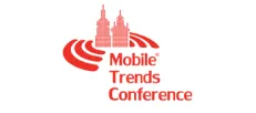 Logo Konferencji Mobile Trends z sylwetką dwóch wież i czerwonym tekstem.