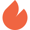 Abstract orange flame-shaped logo with a flame tip cutout.