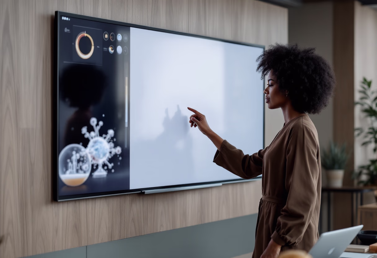 image of teacher using a smartboard (for edtech)