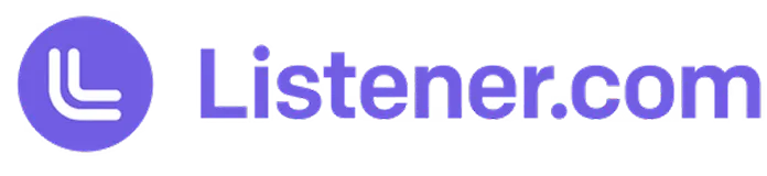 Listener.com logo with stylized L icon inside a purple circle.