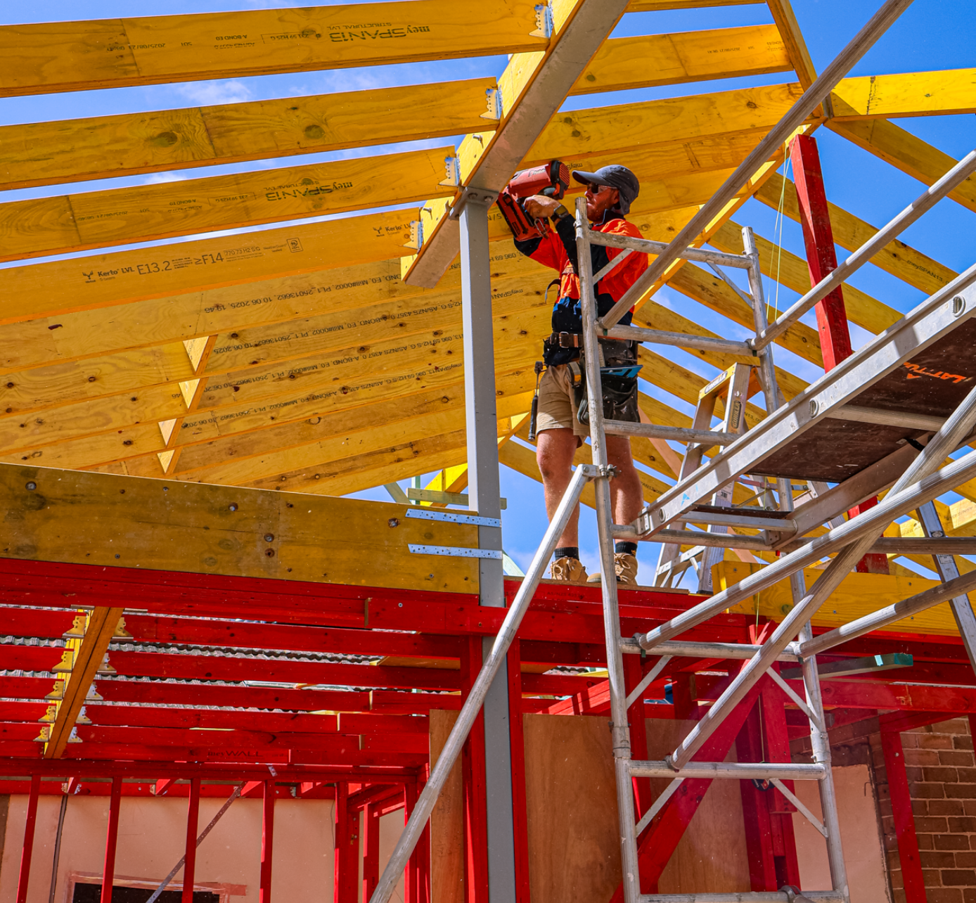 Structural framing works underway on a residential build in Sydney by Latitude Building Group