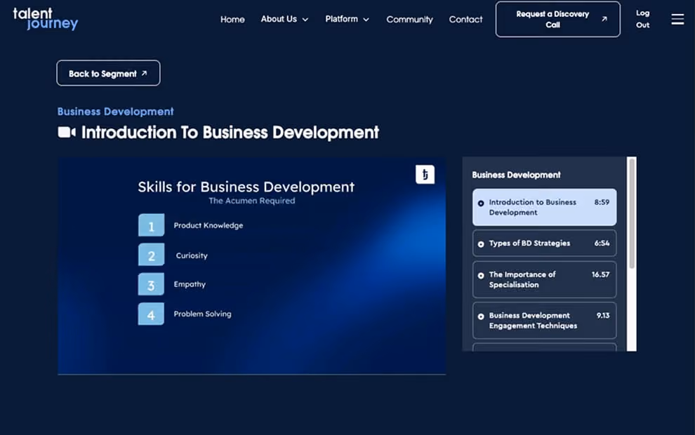 Talent journey module platform