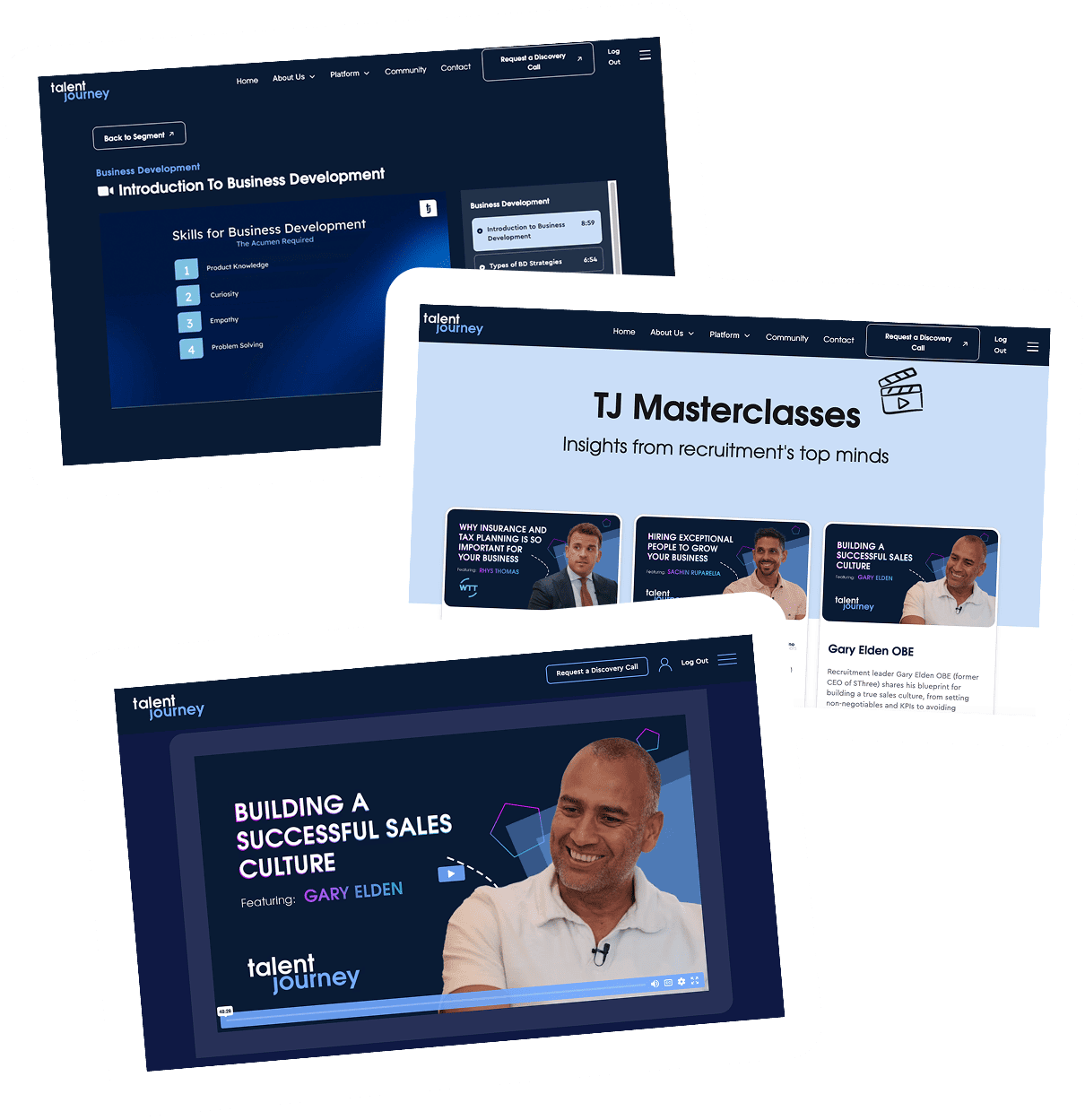 a collection of Talent Journey platform images
