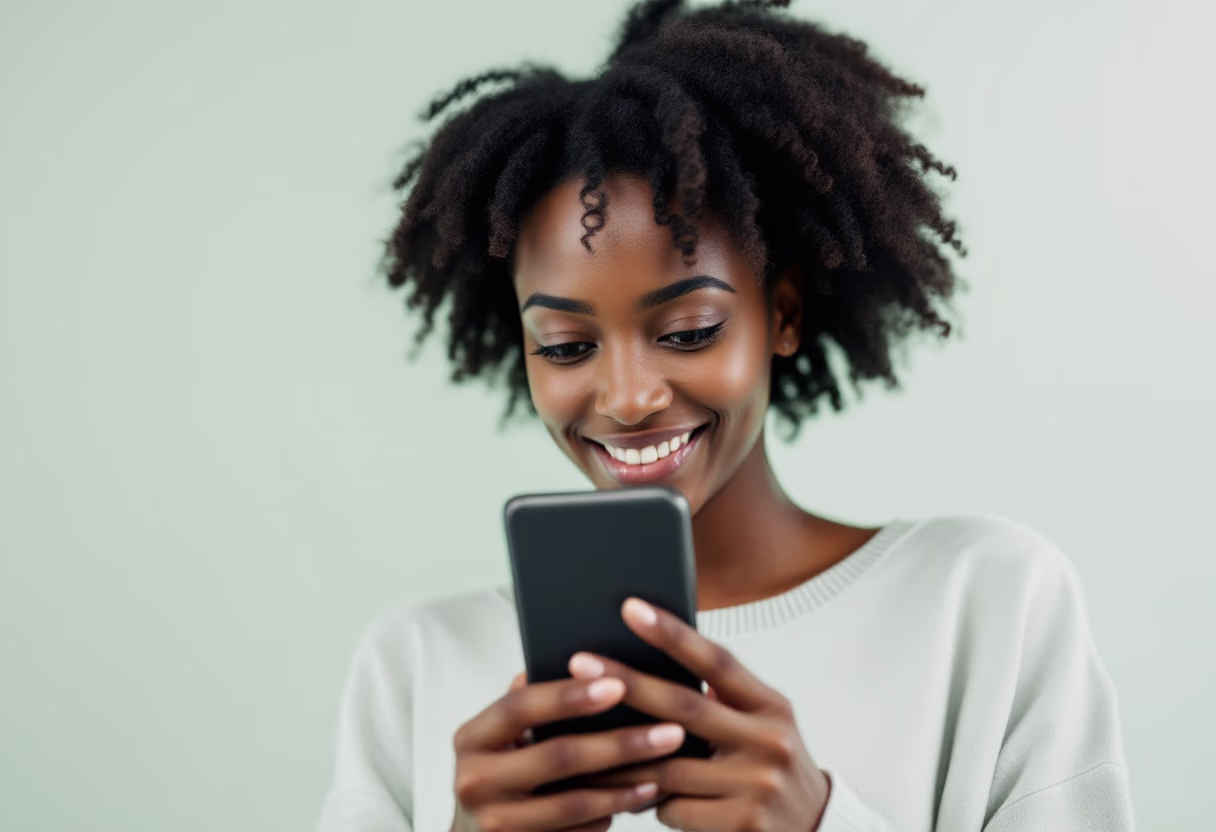 [interface] image of person using a mobile banking app (for a fintech company)