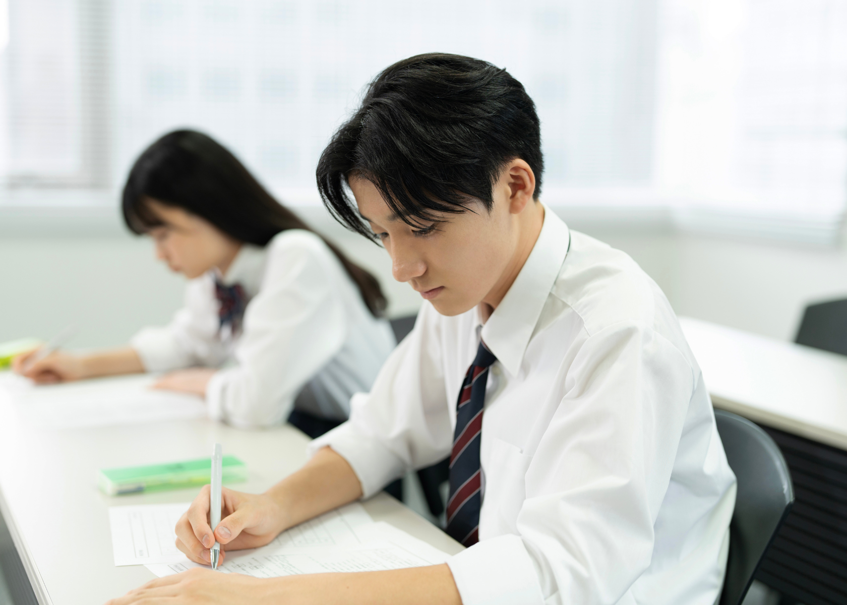 Student studying in uniform