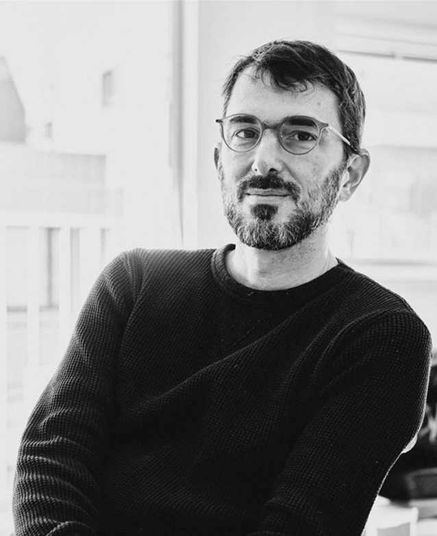 Black and white portrait photo of Chris Palmieri