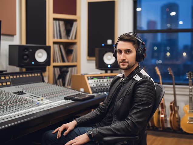 Man Sitting in studio room