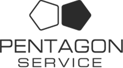 Pentagon-Service-Logo mit zwei Fünfecken über dem Text.