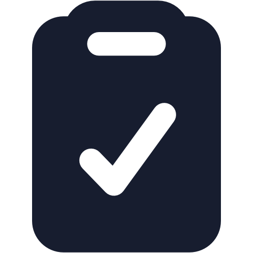 Icon mit Clipboard und einem Check-Häkchen