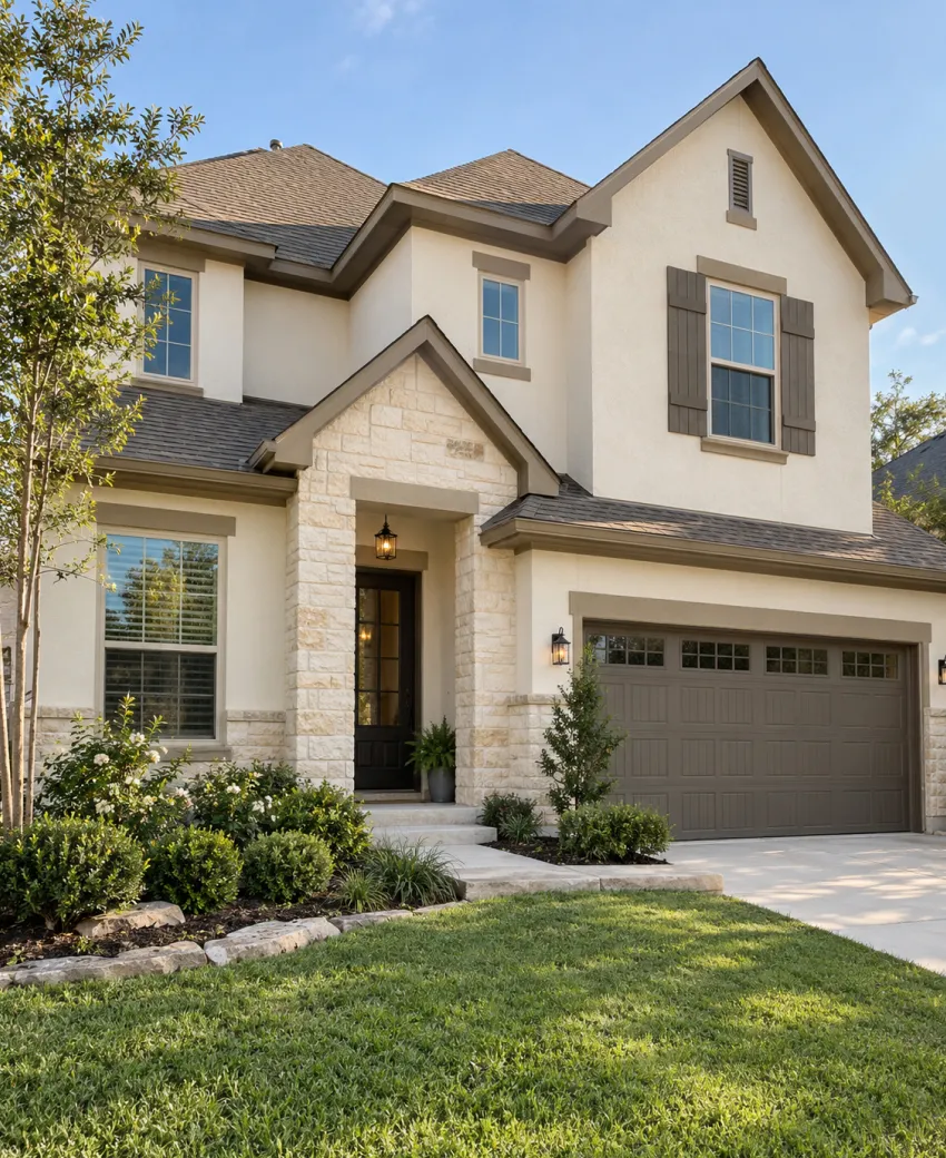 Two-story home with new exterior paint
