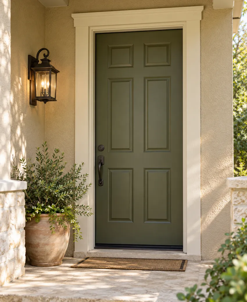 Painted front door and entry