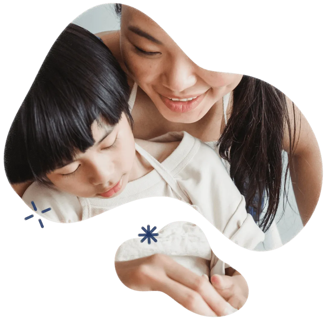 asian woman with son