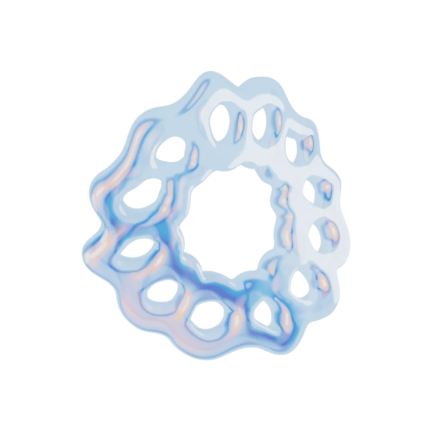 3d shape in blue, customized according to PPTA's branding