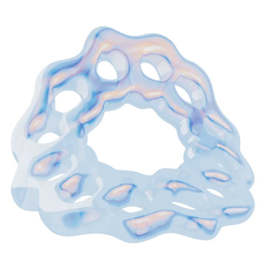 3d shape in blue, customized according to PPTA's branding