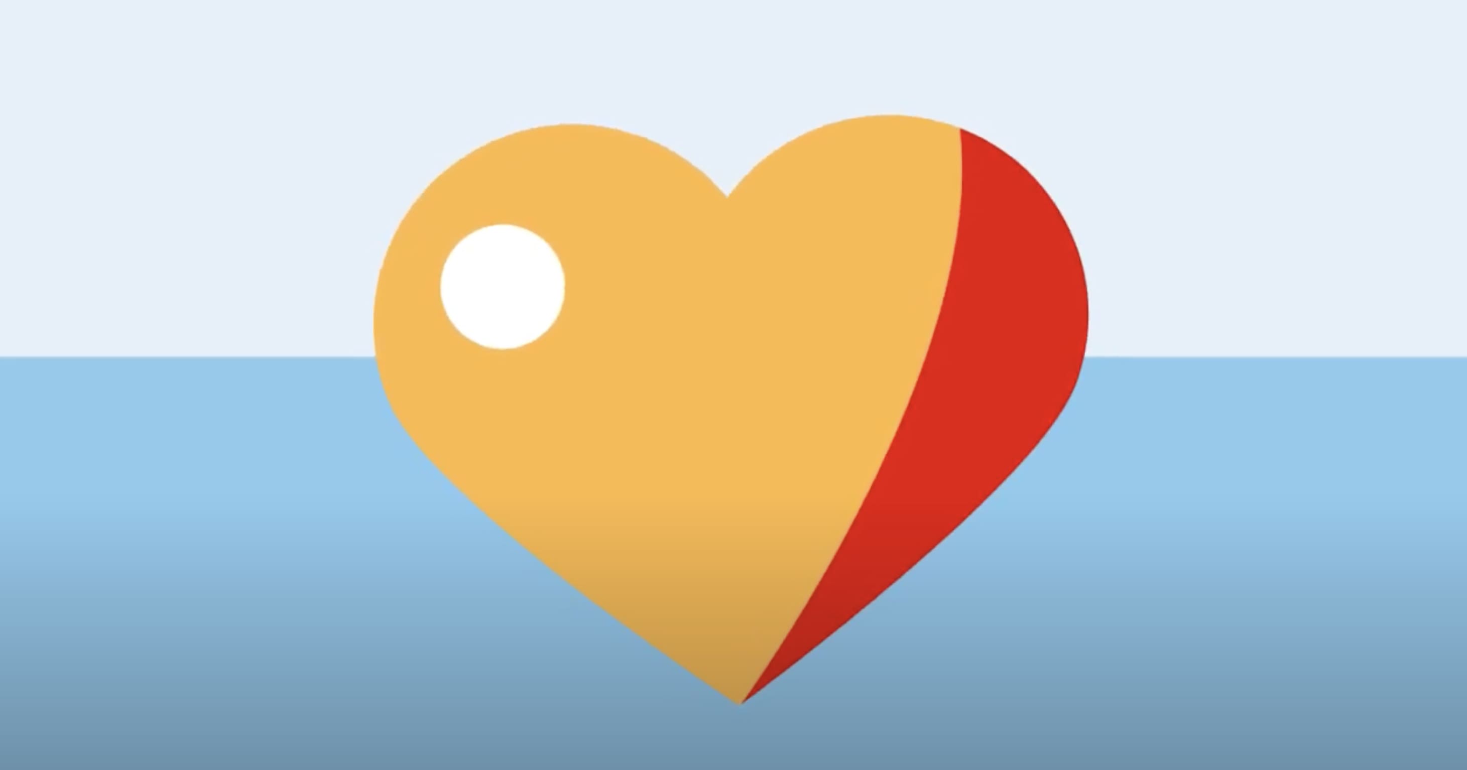 Illustration present in the video that has a heart shaped object floating on top of a body of water