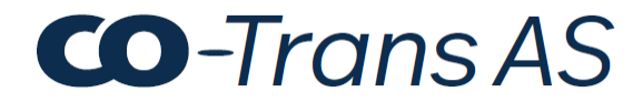 CO-Trans AS company logo with stylized dark blue and black text.