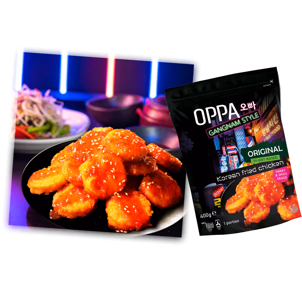 A plate full of vegan Korean fried chicken