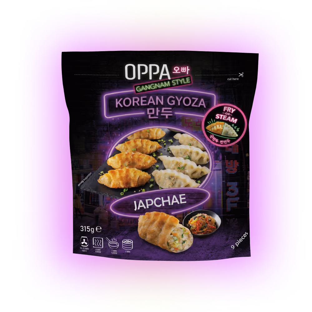 OPPA Korean Gyoza Japchae product packaging
