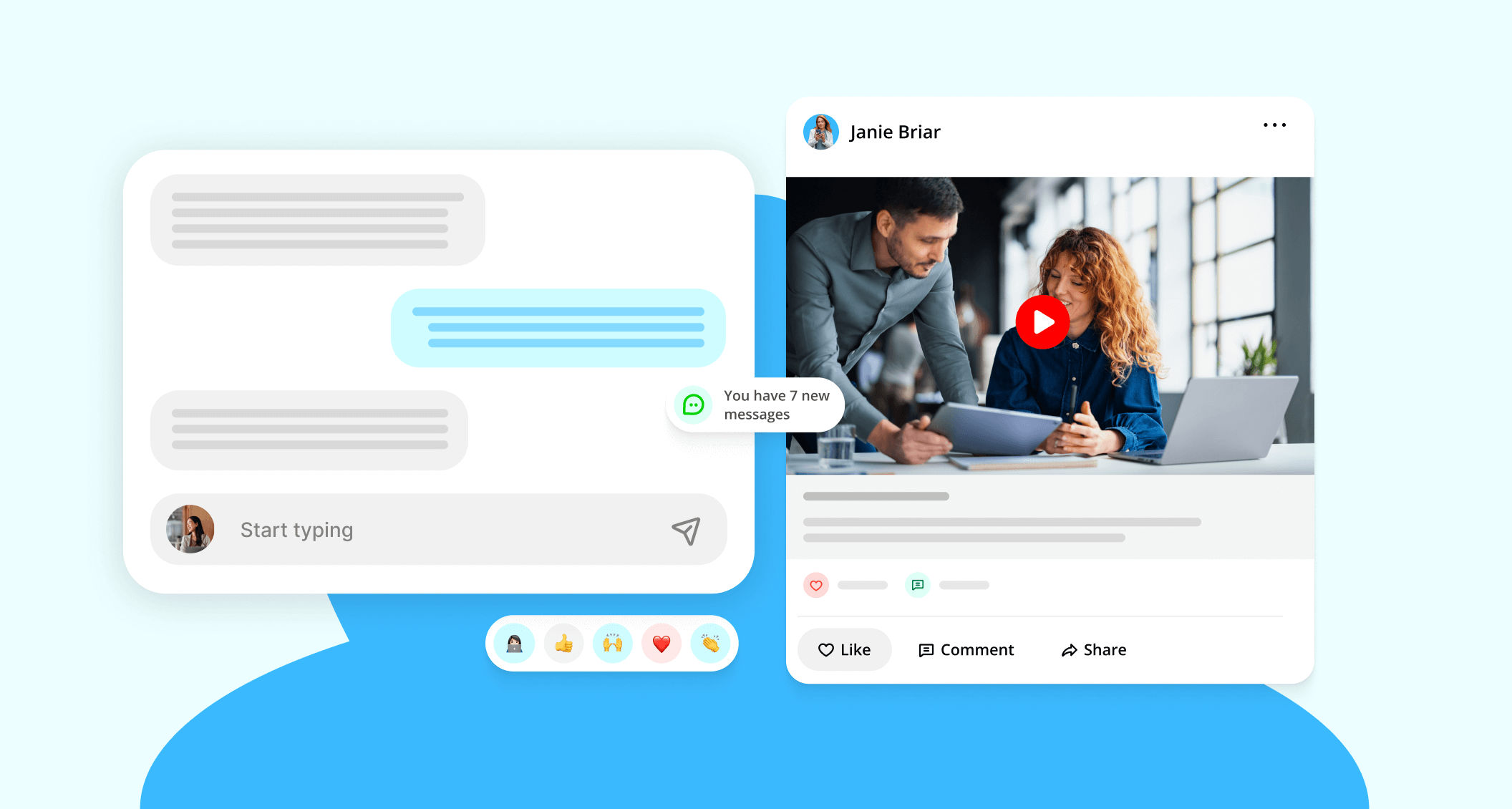messages and social media post overlay