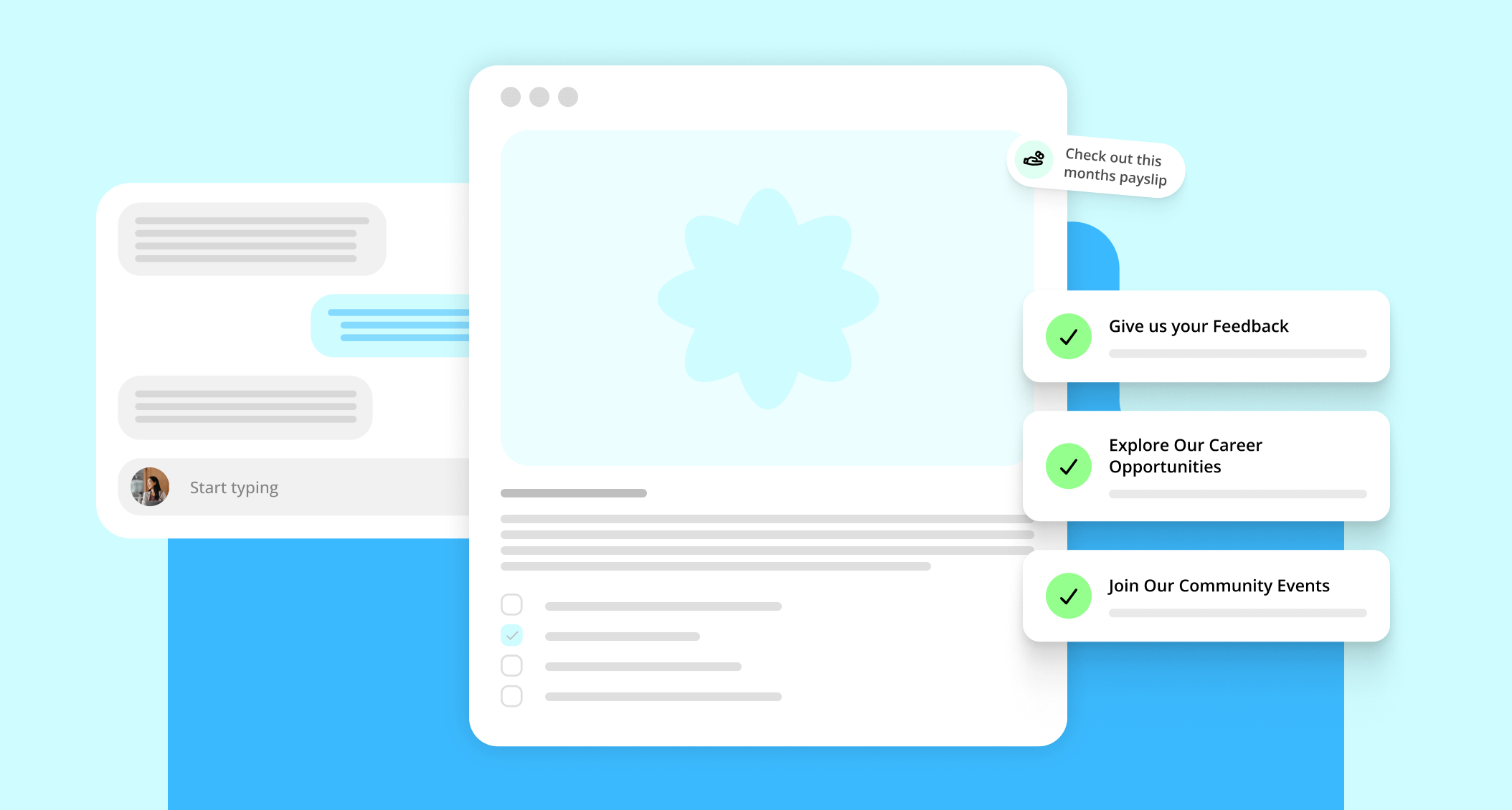 messages and social media post overlay