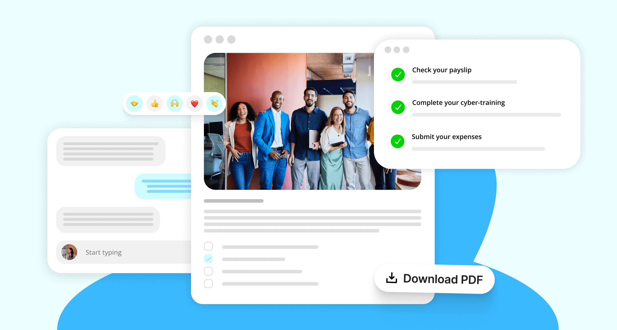 messages and social media post overlay