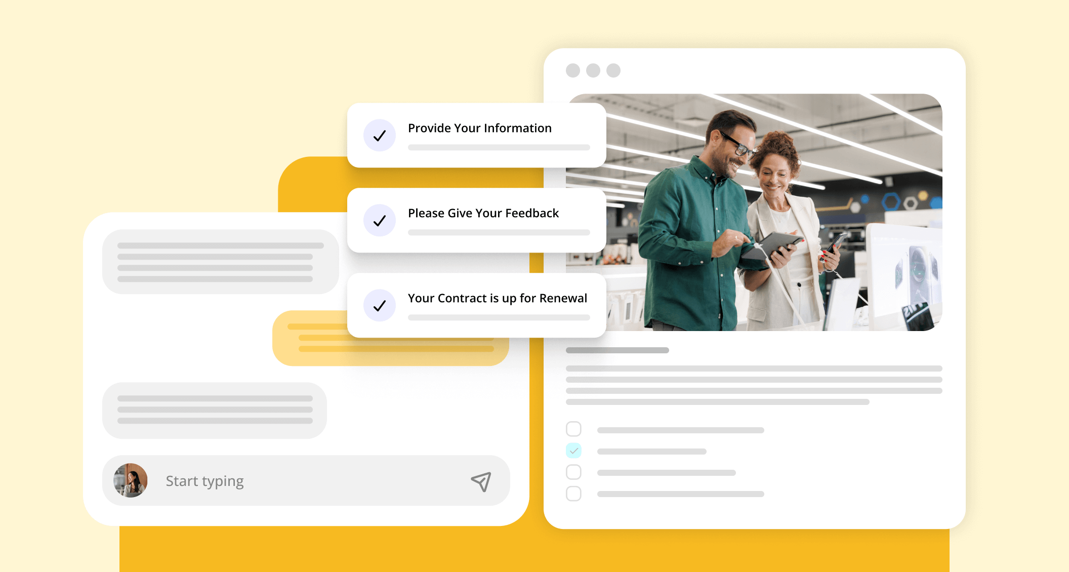 messages and social media post overlay