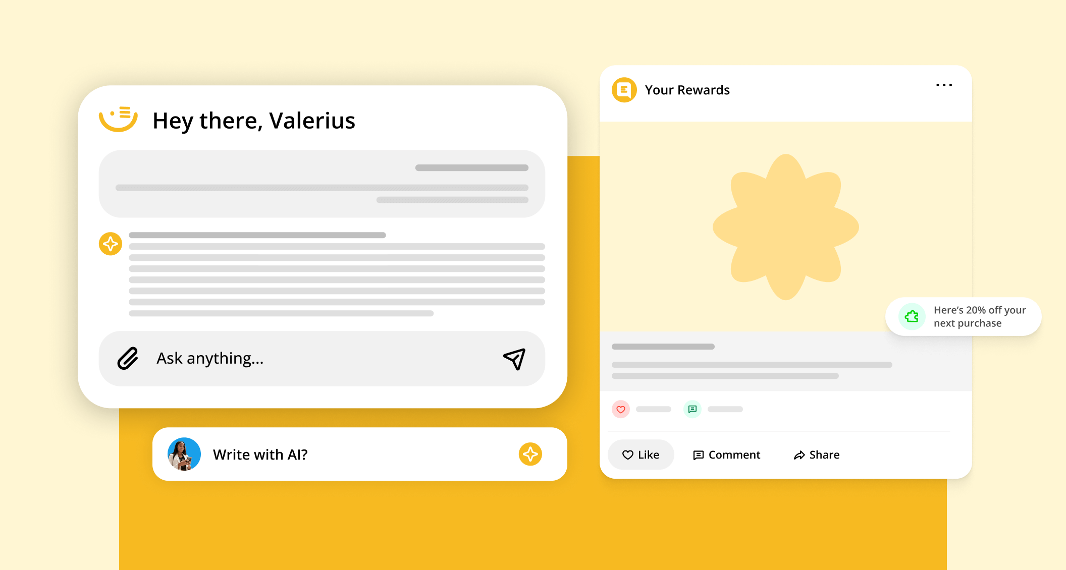 messages and social media post overlay