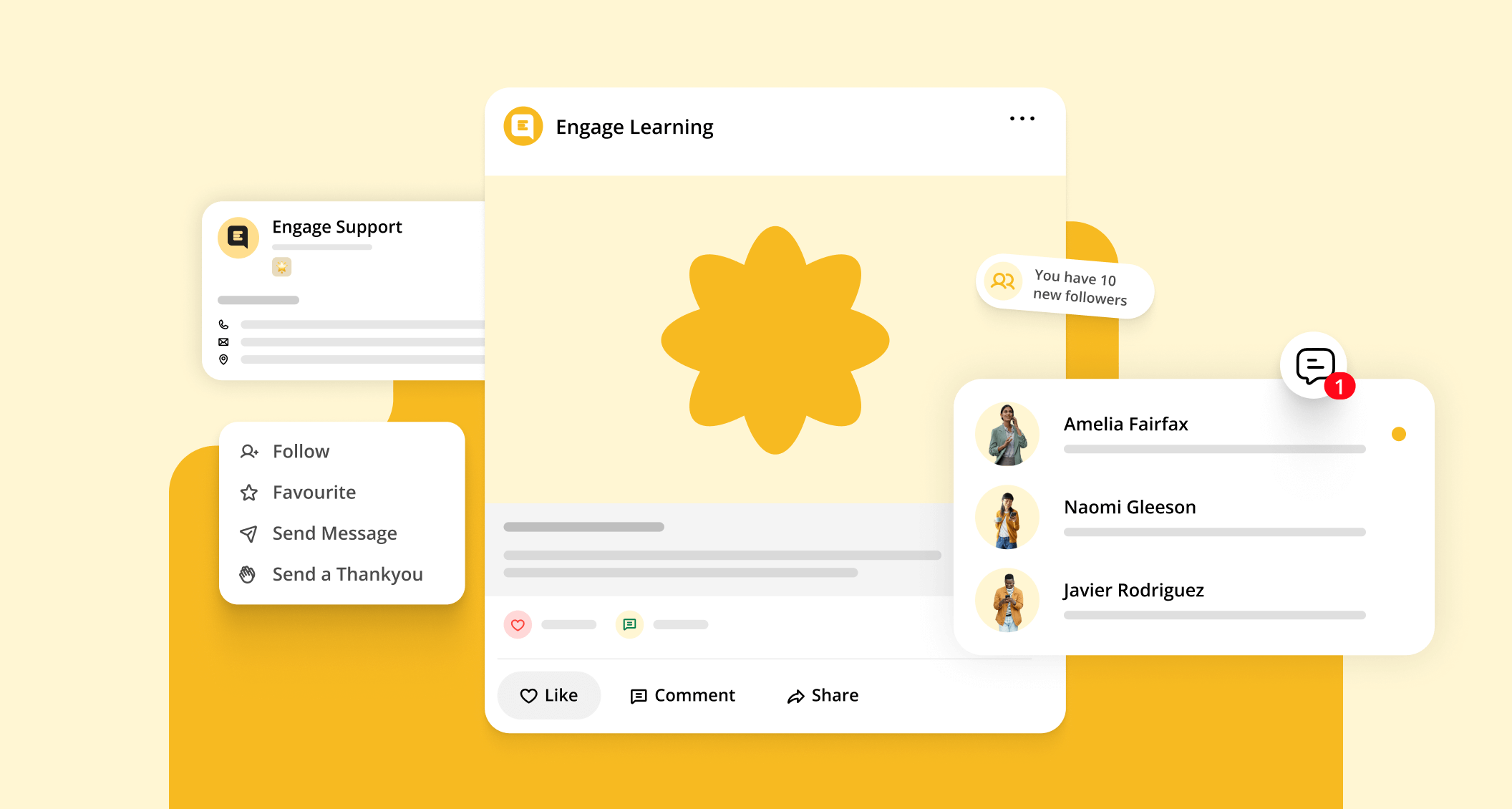 messages and social media post overlay