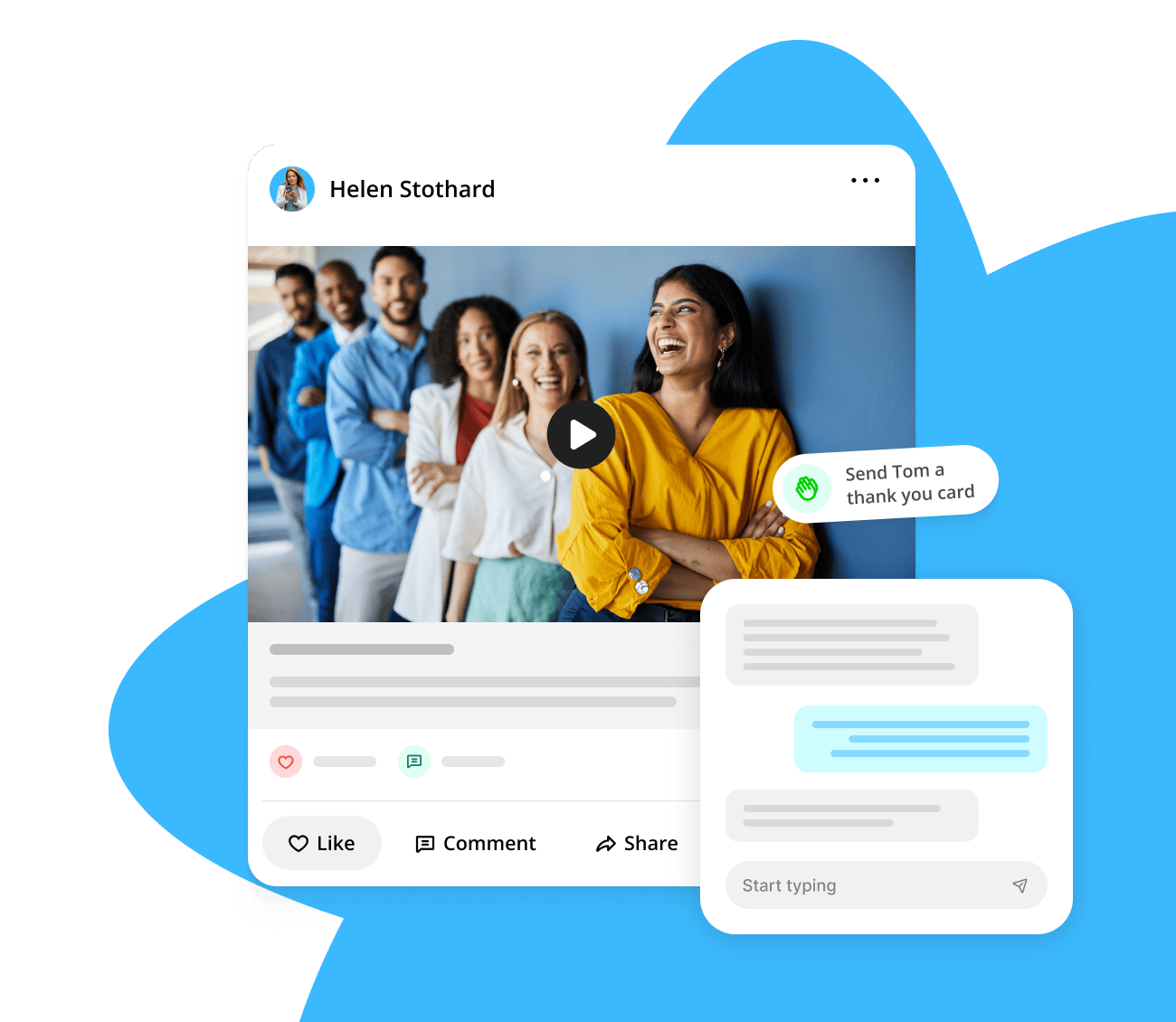 messages and social media post overlay