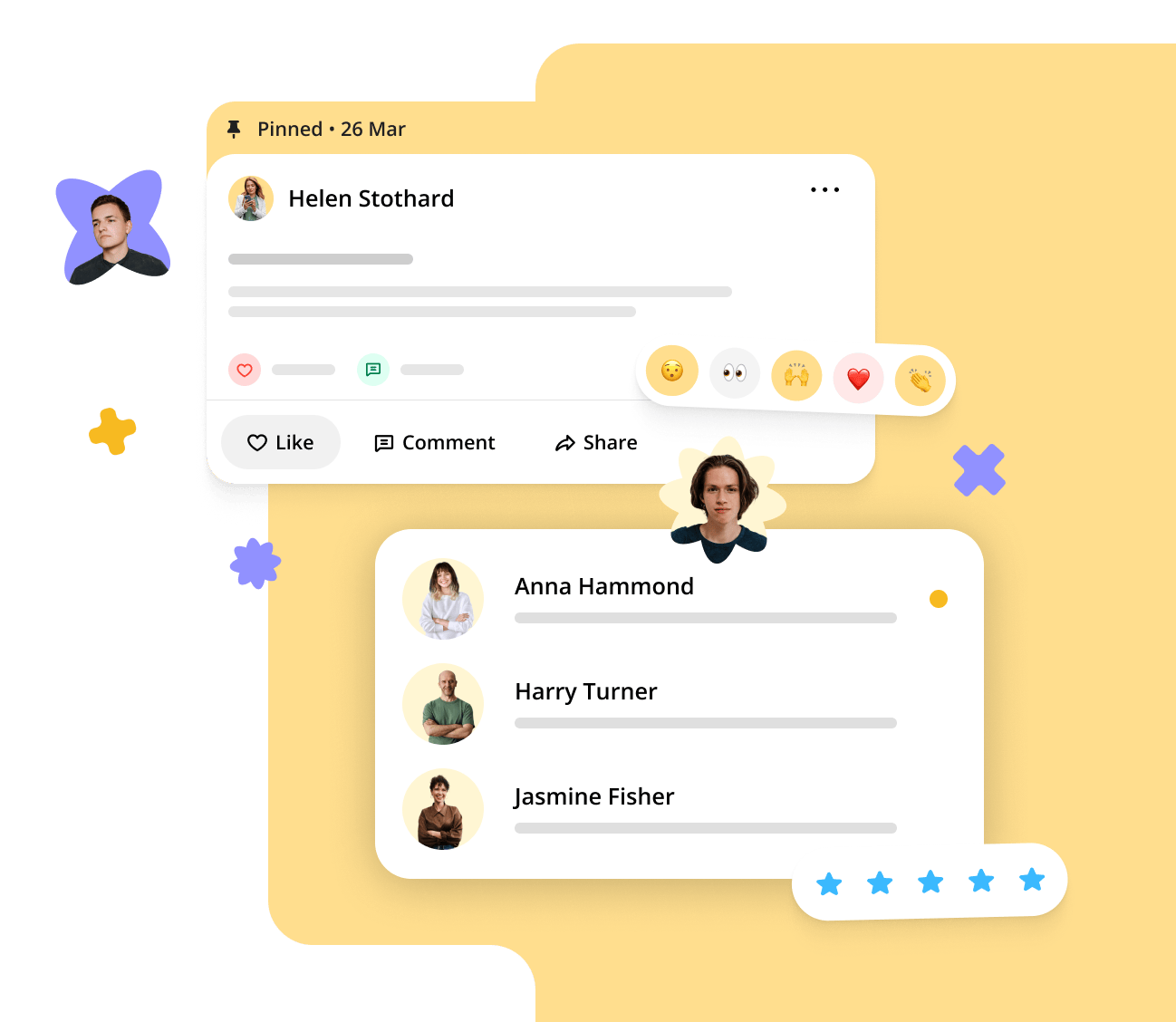messages and social media post overlay