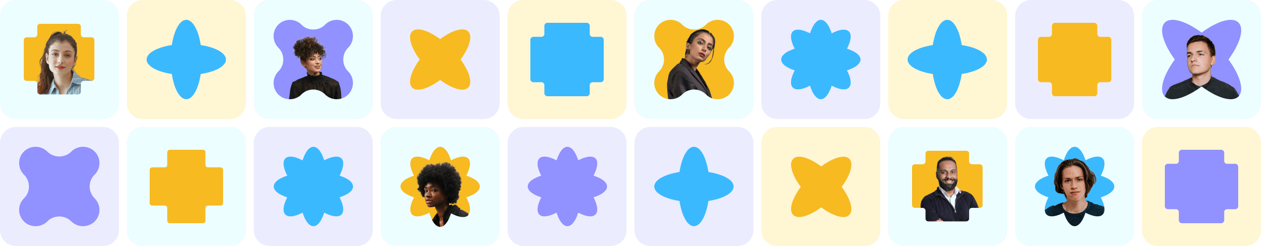 header with colorfull boxy design