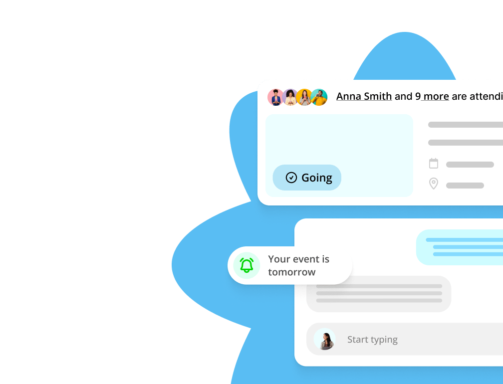  messages and social media post overlay
