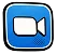 Blue square video camera icon with rounded corners.