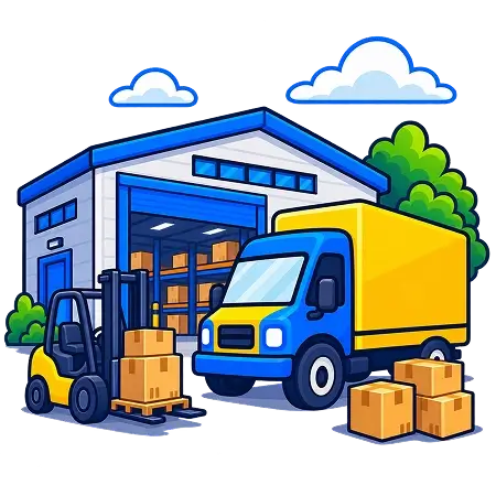 Moving truck at a warehouse loading dock