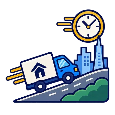 Moving truck driving up a San Francisco hill