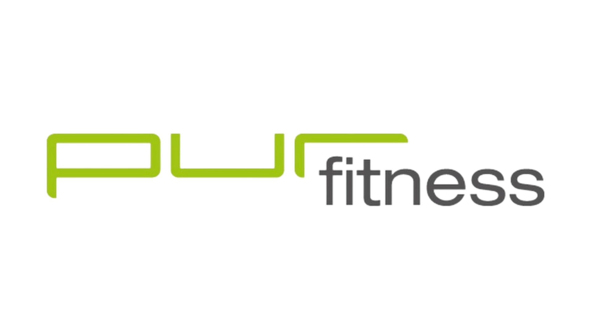 Logo von pur fitness mit stilisiertem grünem Schriftzug ‚pur‘ und grauem Schriftzug ‚fitness‘.